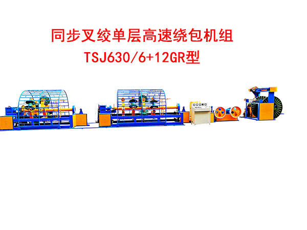 同步叉绞单层高速绕包机组TSJ630-6+12GR型